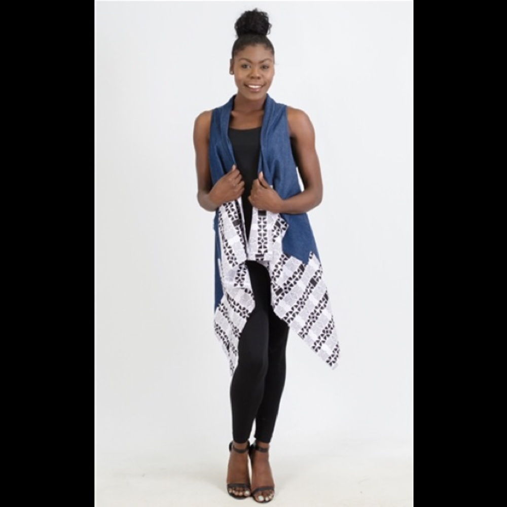 Denim Print Vest